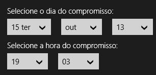 Controles DatePicker e TimePicker com propriedades customizadas