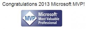 Congratulations 2013 Microsoft MVP